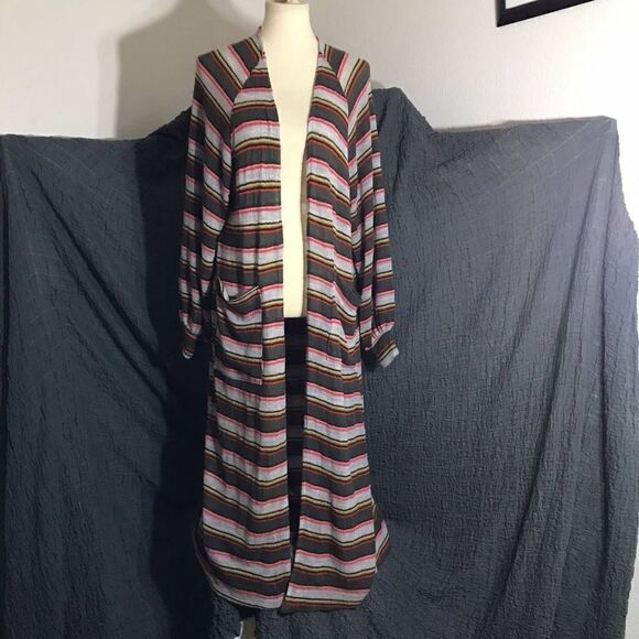 Hummingbird Stripped Cardigan Duster Size S/M - Picture 1 of 7